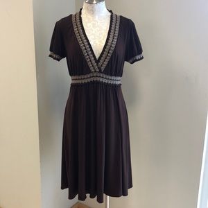 Talbots brown empire waist v-neck dress